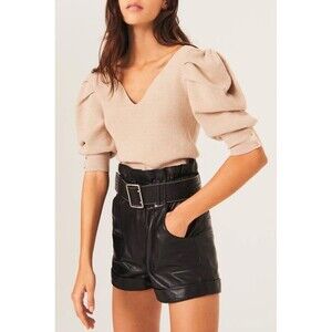 Women's Cream Sweater with Puff Sleeves